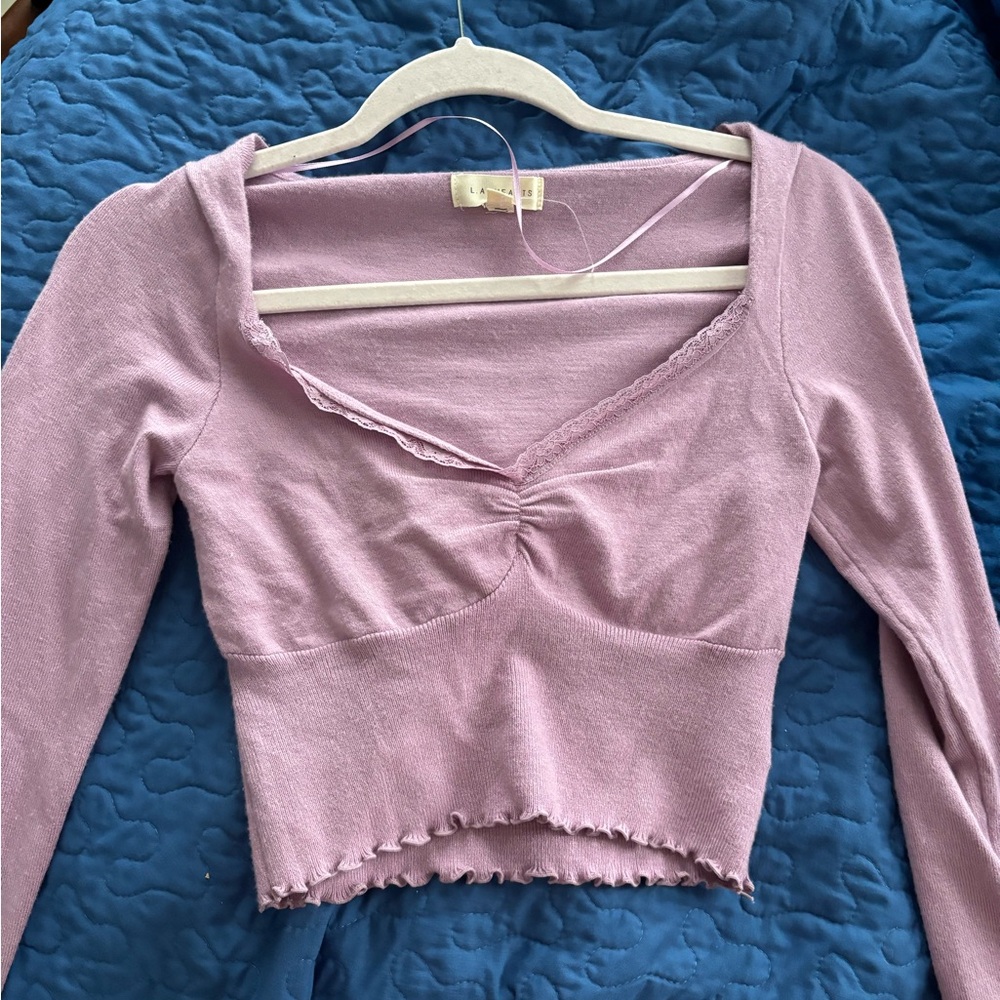 La Hearts Lavender Ruched Crop Top